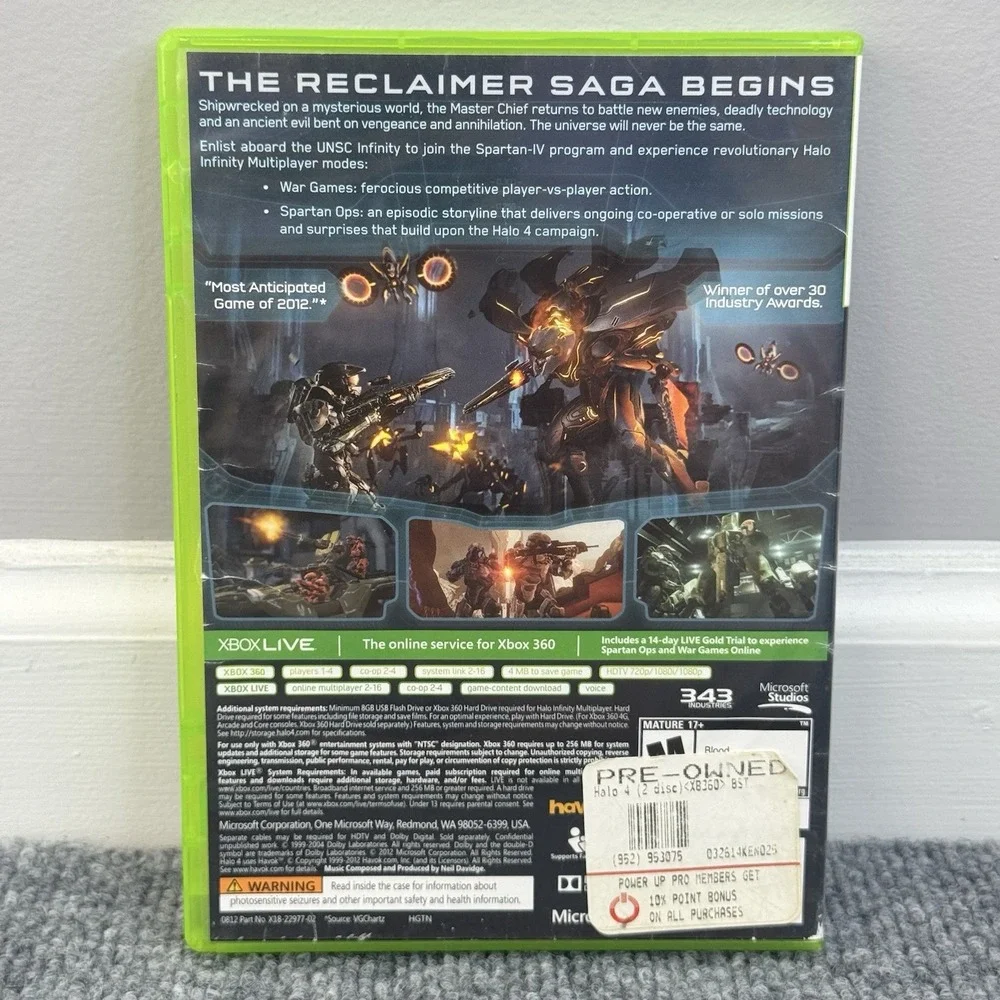Halo‎ 4 (Xbox 360, 2012) – 2 Disc Edition, CIB, Complete Tested